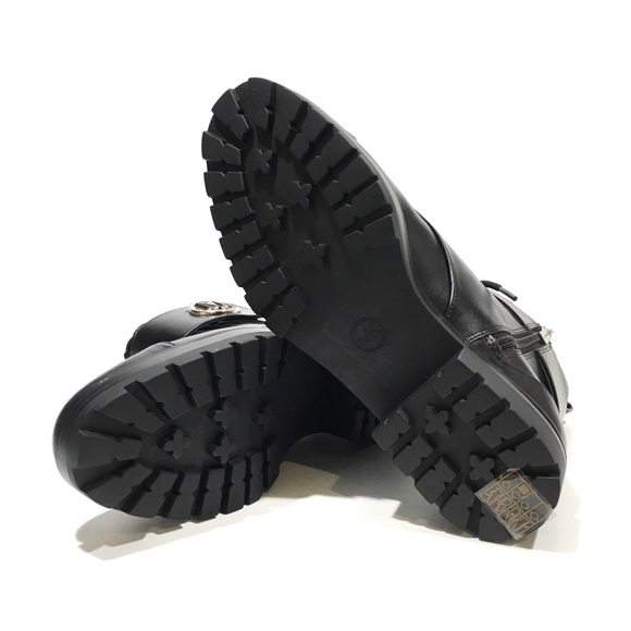 MICHAEL KORS TATUM LOGO COMBAT BOOTS -BLACK FAUX LEATHER -US 9.5 -NEW - Picture 9 of 9